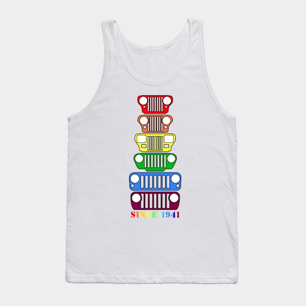 Jeep Grills Rainbow Logo Tank Top by Caloosa Jeepers 